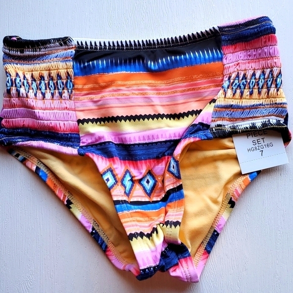 Hobie Girls Colorful Aztec Bandeau Bikini 7 NWT - Picture 5 of 8